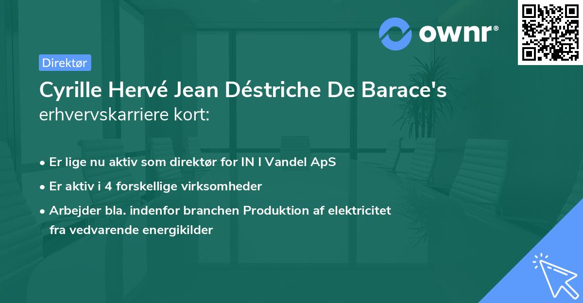 Cyrille Hervé Jean Déstriche De Barace's erhvervskarriere kort