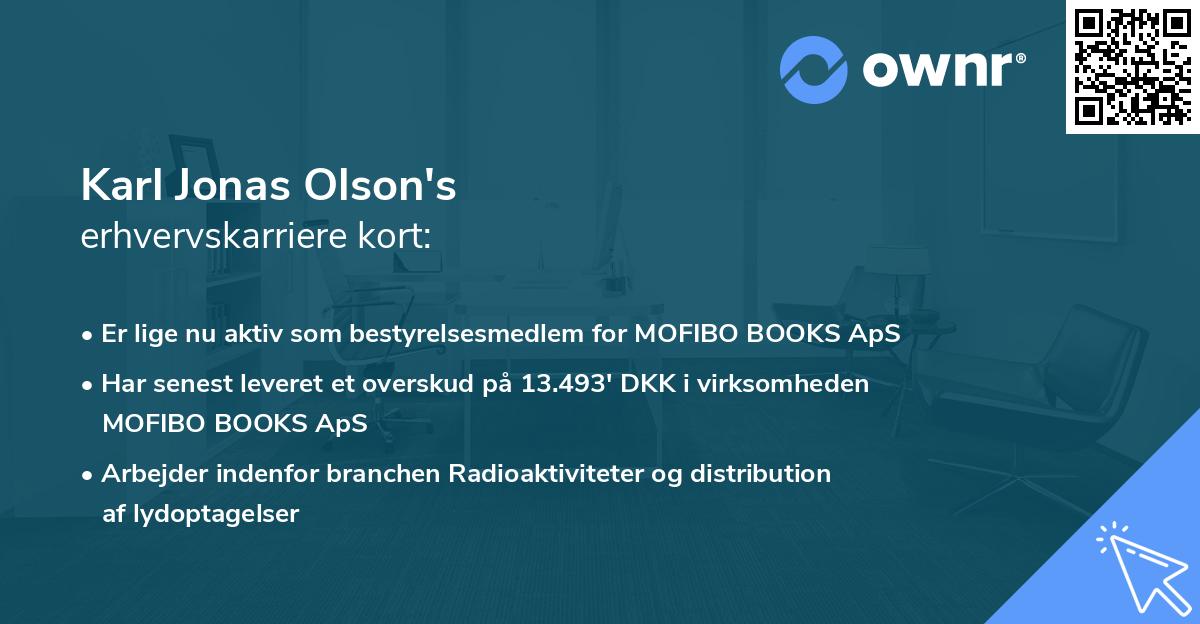Karl Jonas Olson's erhvervskarriere kort
