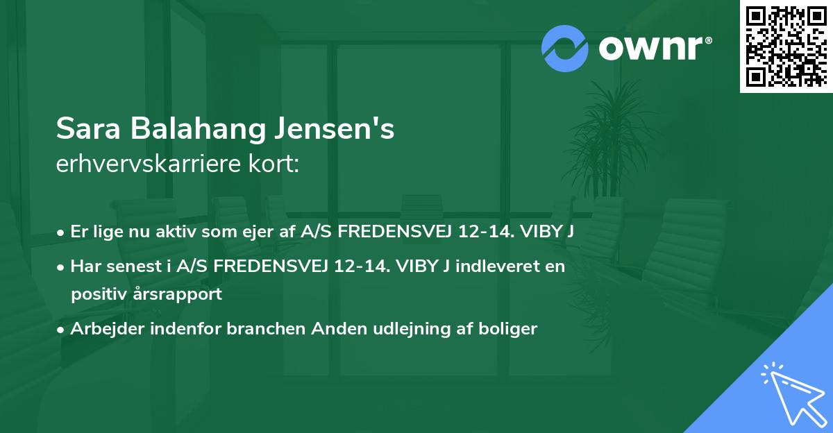 Sara Balahang Jensen's erhvervskarriere kort