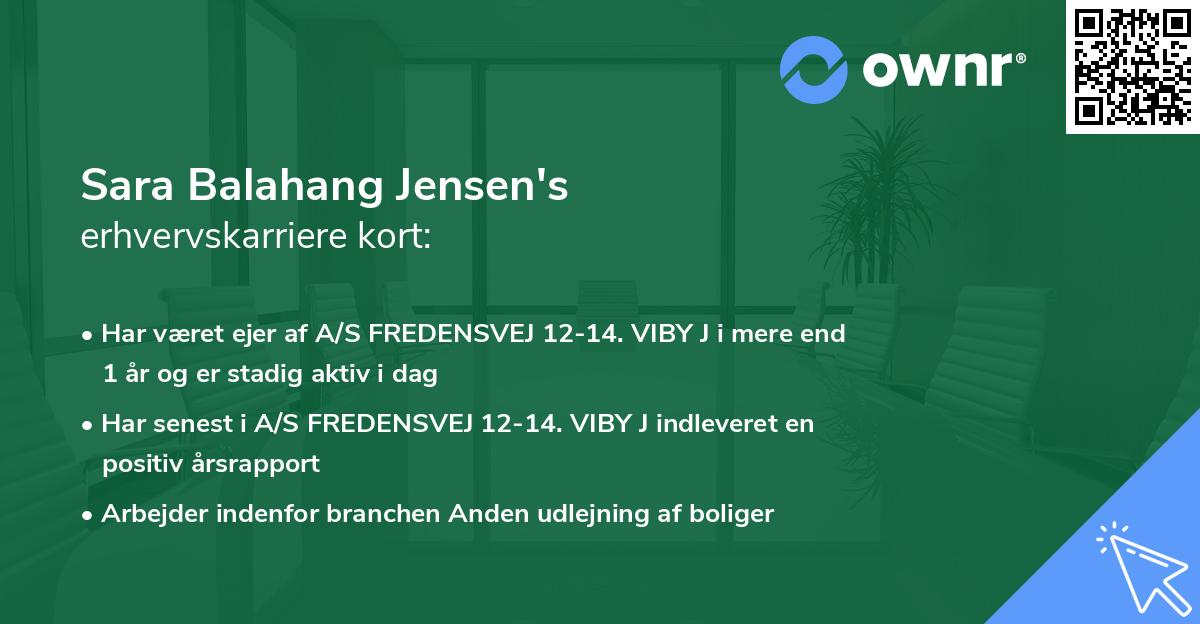 Sara Balahang Jensen's erhvervskarriere kort