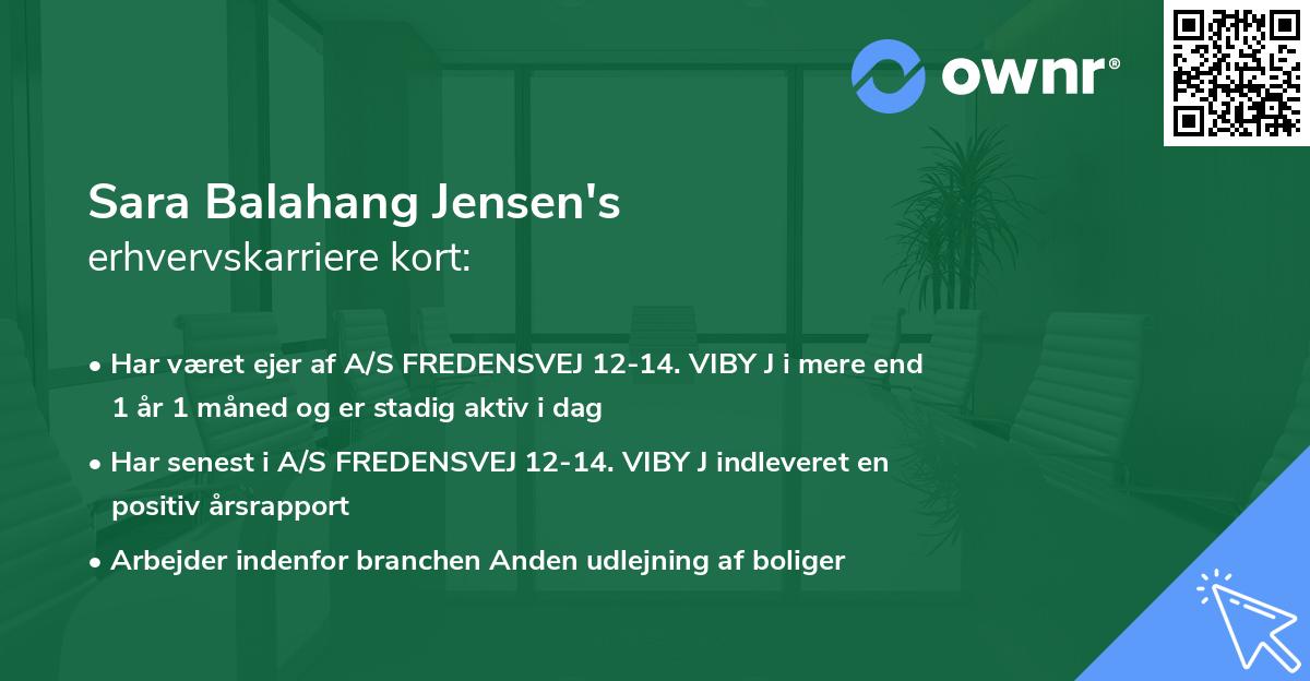 Sara Balahang Jensen's erhvervskarriere kort