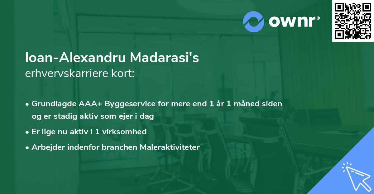 Ioan-Alexandru Madarasi's erhvervskarriere kort