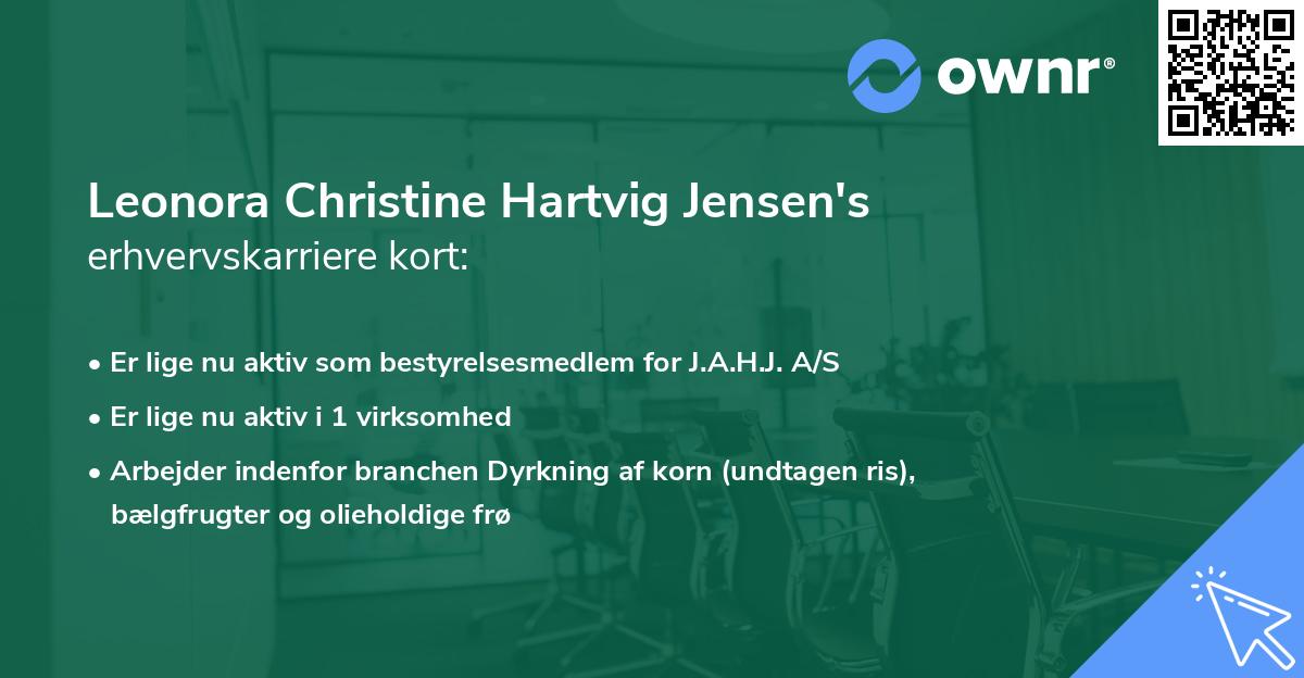 Leonora Christine Hartvig Jensen's erhvervskarriere kort