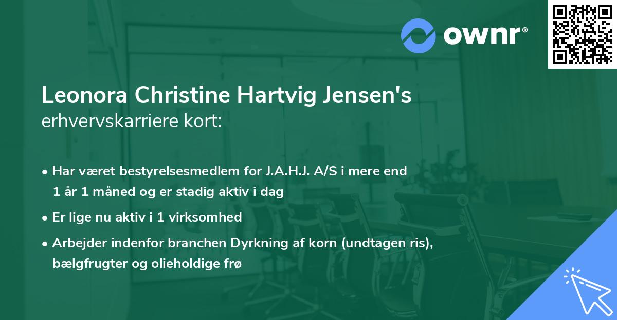 Leonora Christine Hartvig Jensen's erhvervskarriere kort