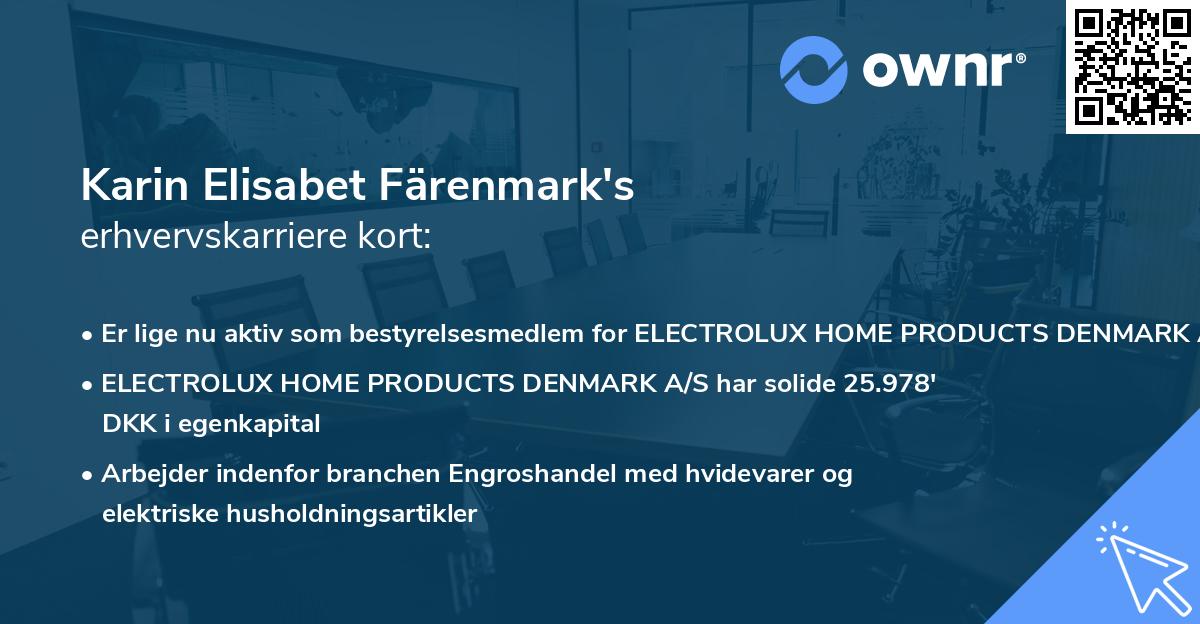 Karin Elisabet Färenmark's erhvervskarriere kort