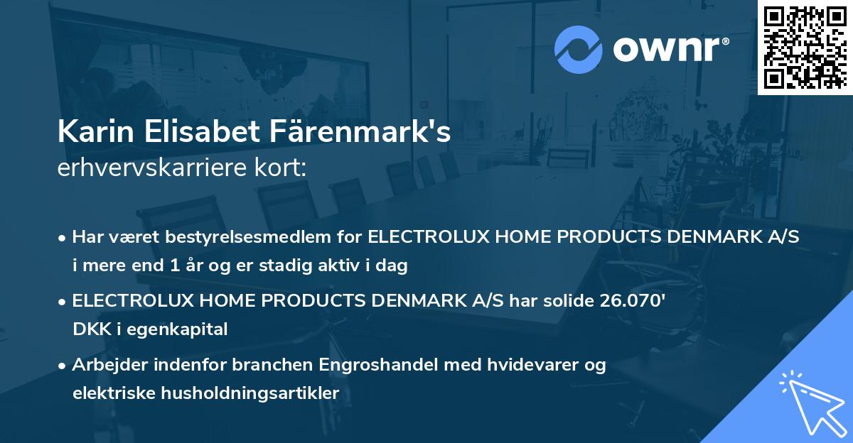 Karin Elisabet Färenmark's erhvervskarriere kort