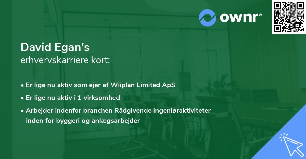 David Egan's erhvervskarriere kort