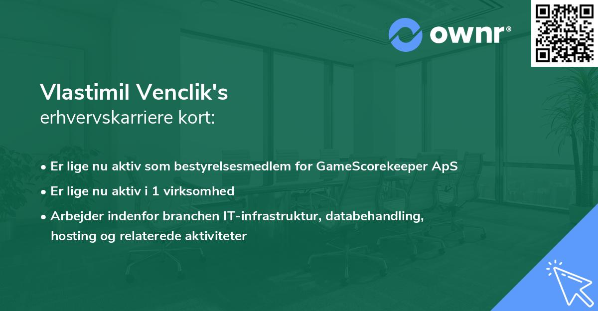 Vlastimil Venclik's erhvervskarriere kort