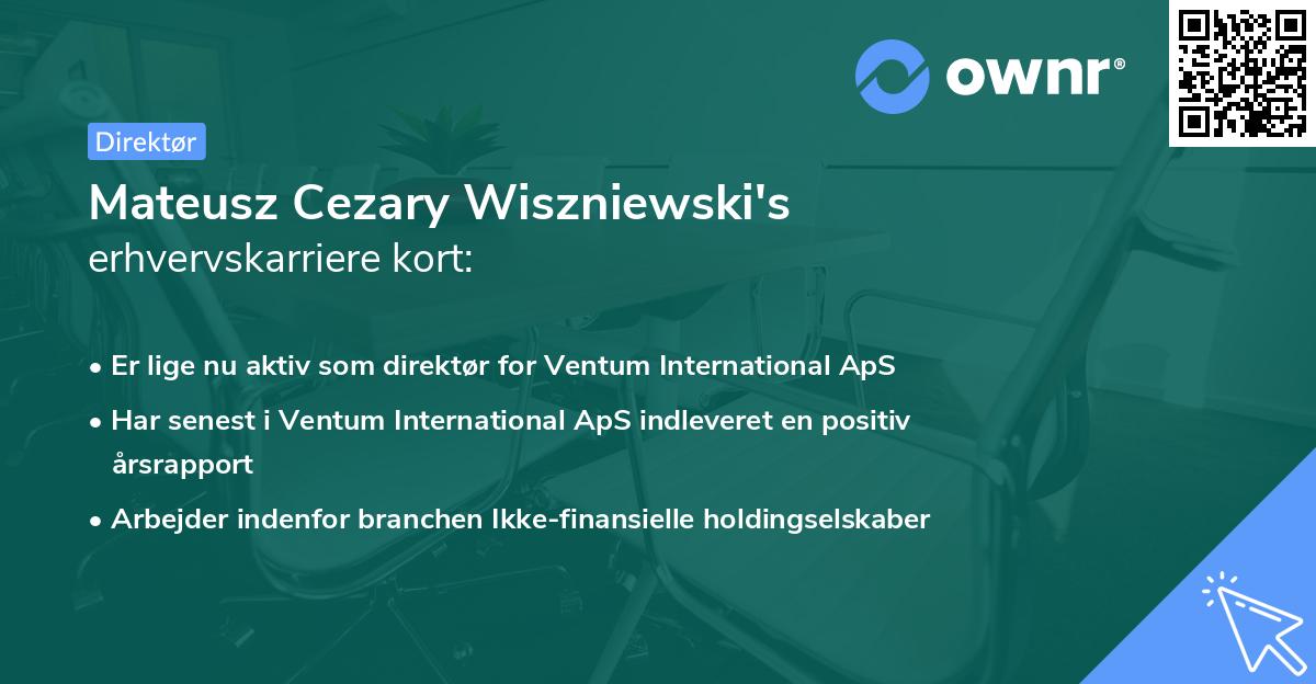 Mateusz Cezary Wiszniewski's erhvervskarriere kort