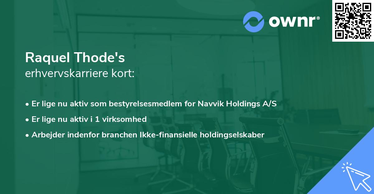 Raquel Thode's erhvervskarriere kort
