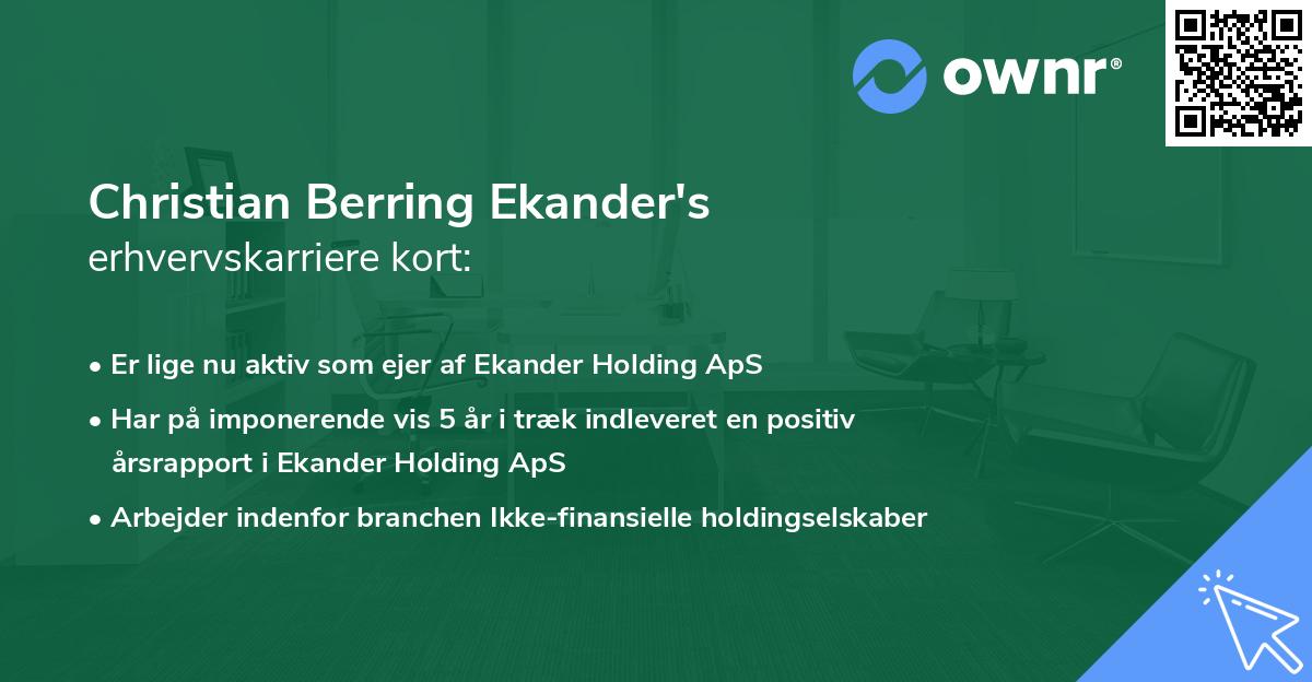 Christian Berring Ekander's erhvervskarriere kort