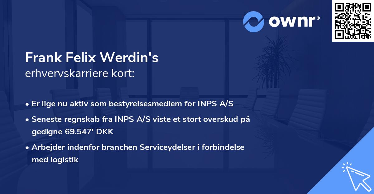 Frank Felix Werdin's erhvervskarriere kort