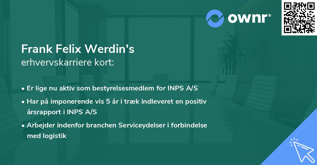 Frank Felix Werdin's erhvervskarriere kort