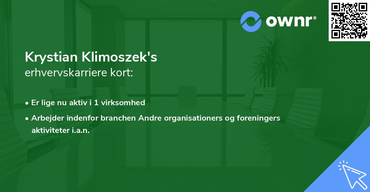 Krystian Klimoszek's erhvervskarriere kort