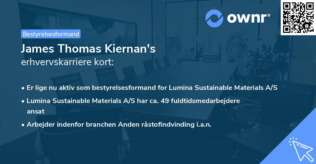 James Thomas Kiernan's erhvervskarriere kort