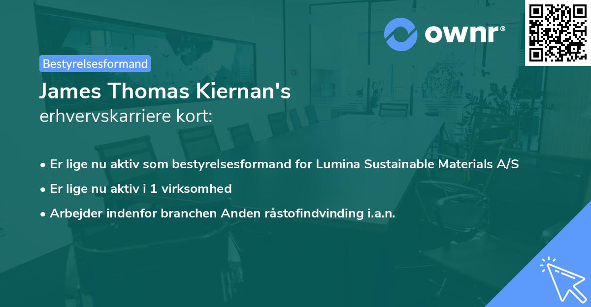 James Thomas Kiernan's erhvervskarriere kort