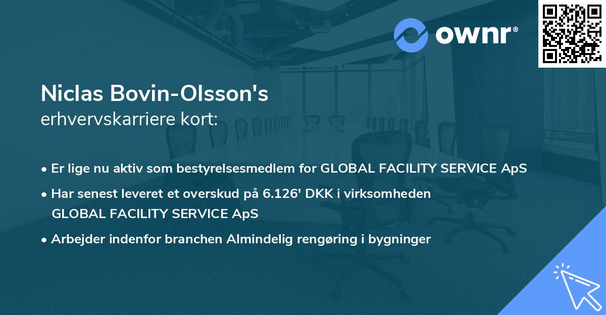 Niclas Bovin-Olsson's erhvervskarriere kort