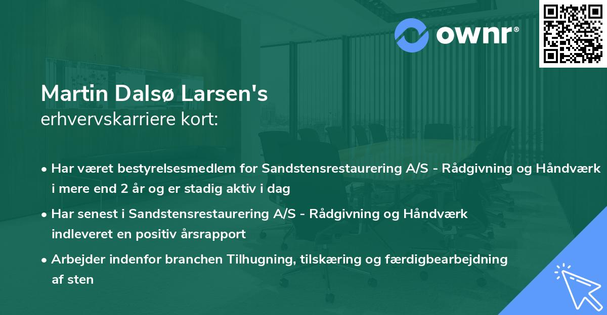 Martin Dalsø Larsen's erhvervskarriere kort