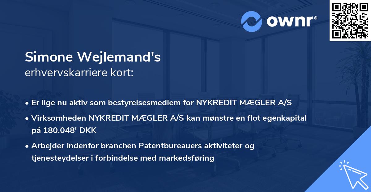 Simone Wejlemand's erhvervskarriere kort