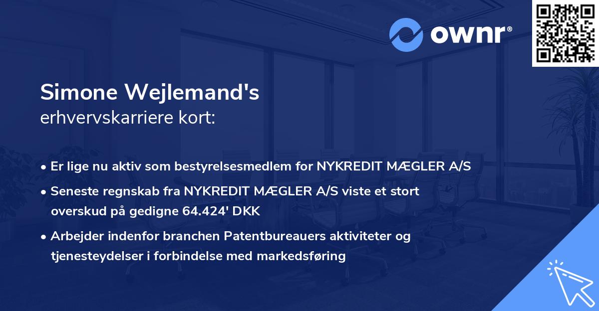 Simone Wejlemand's erhvervskarriere kort