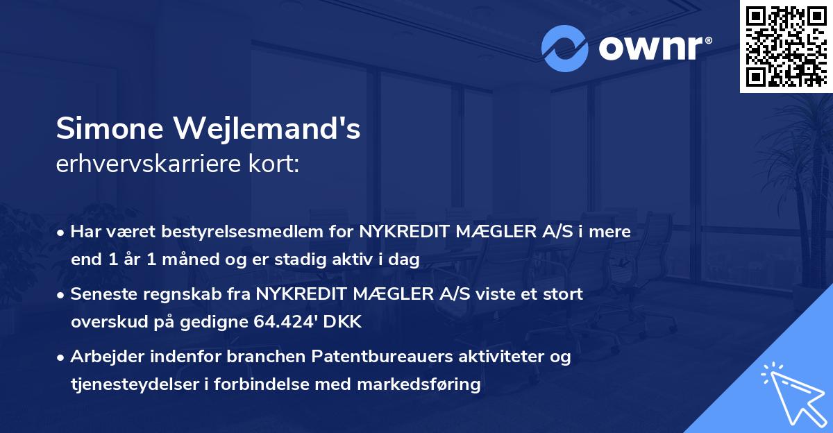 Simone Wejlemand's erhvervskarriere kort