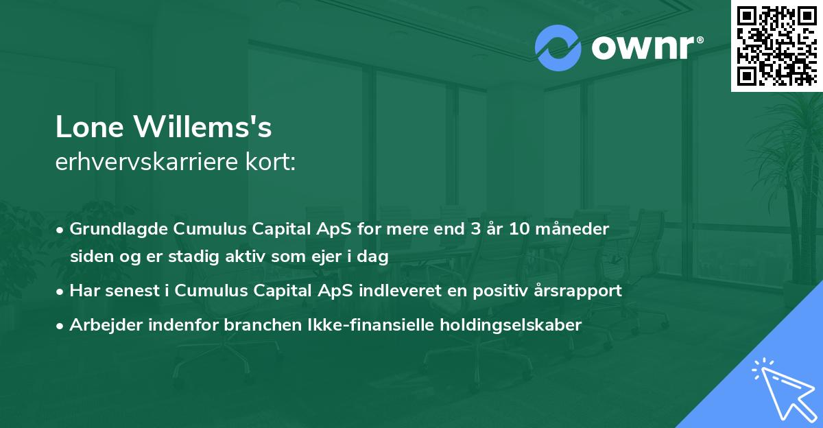 Lone Willems's erhvervskarriere kort