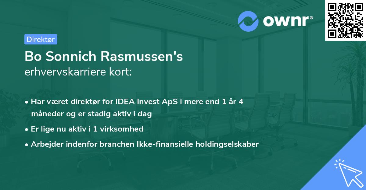 Bo Sonnich Rasmussen's erhvervskarriere kort