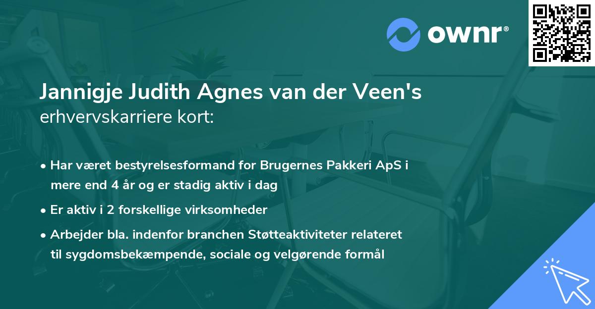 Jannigje Judith Agnes van der Veen's erhvervskarriere kort