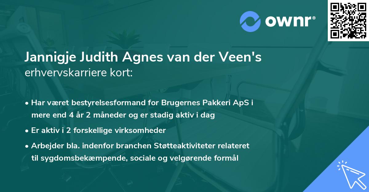 Jannigje Judith Agnes van der Veen's erhvervskarriere kort