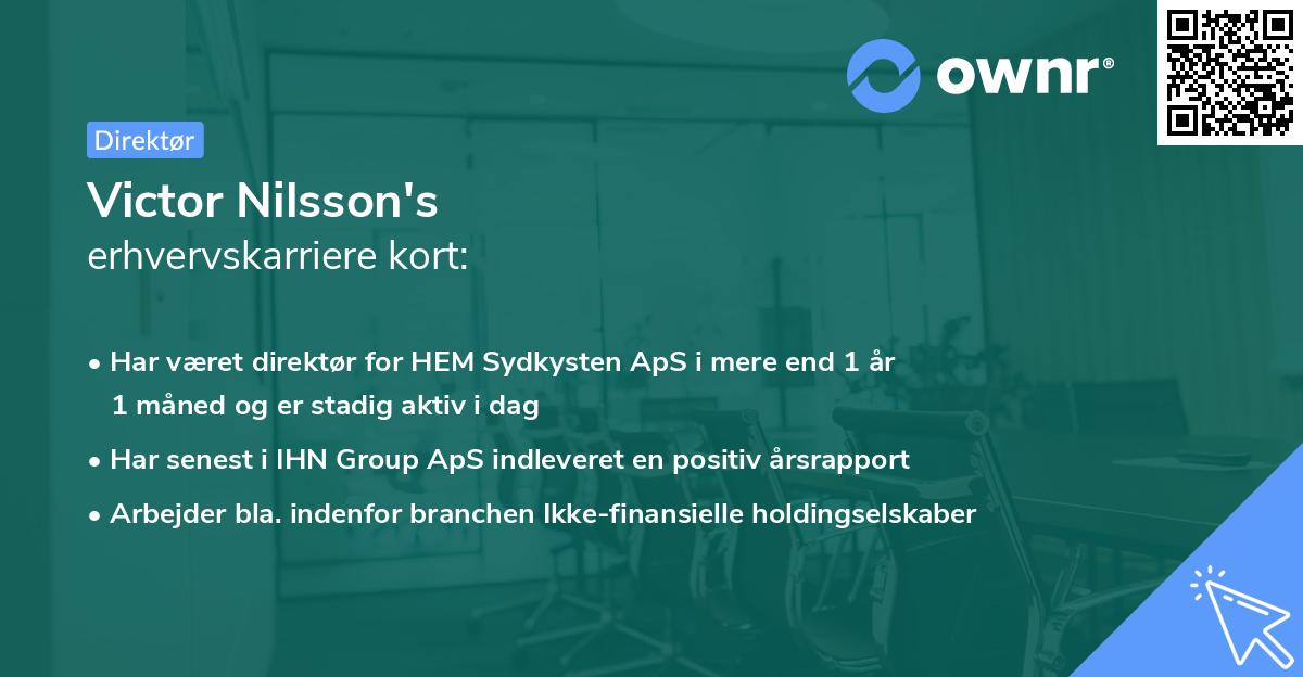 Victor Nilsson's erhvervskarriere kort