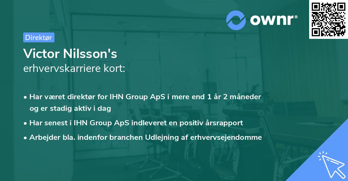 Victor Nilsson's erhvervskarriere kort