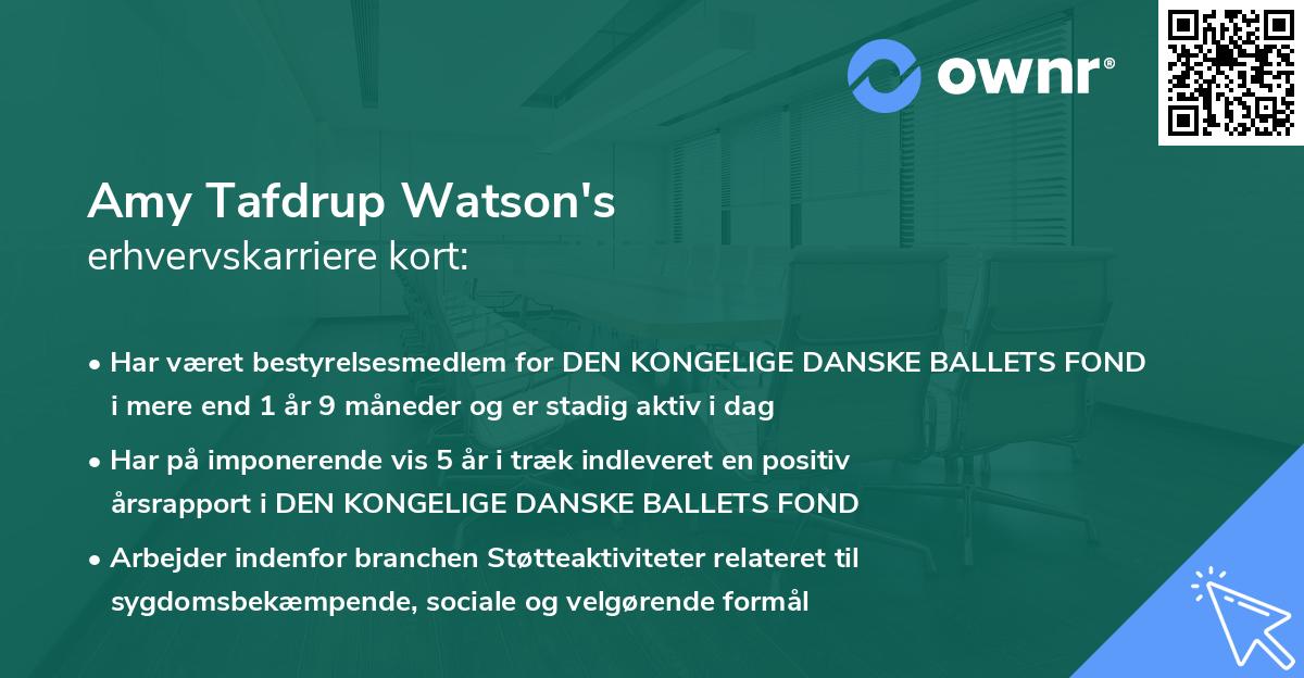 Amy Tafdrup Watson's erhvervskarriere kort