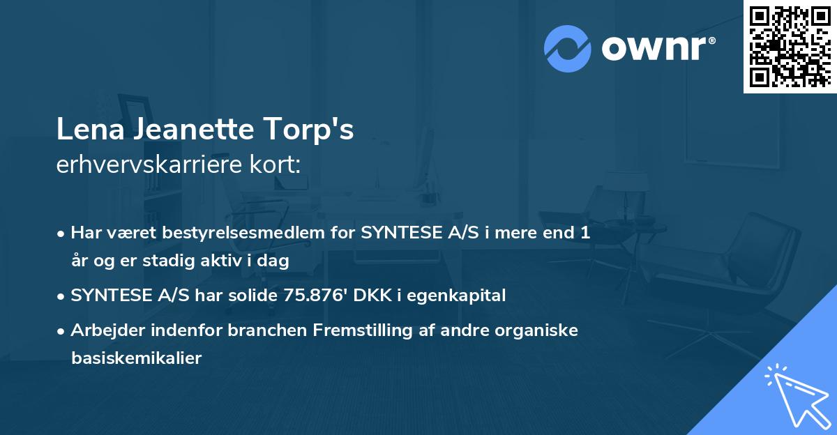 Lena Jeanette Torp's erhvervskarriere kort