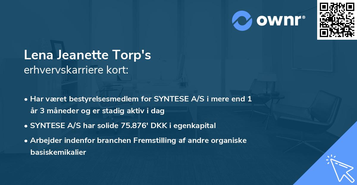 Lena Jeanette Torp's erhvervskarriere kort