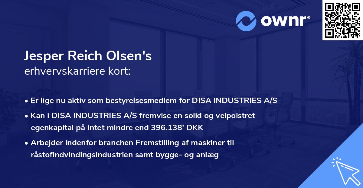 Jesper Reich Olsen's erhvervskarriere kort