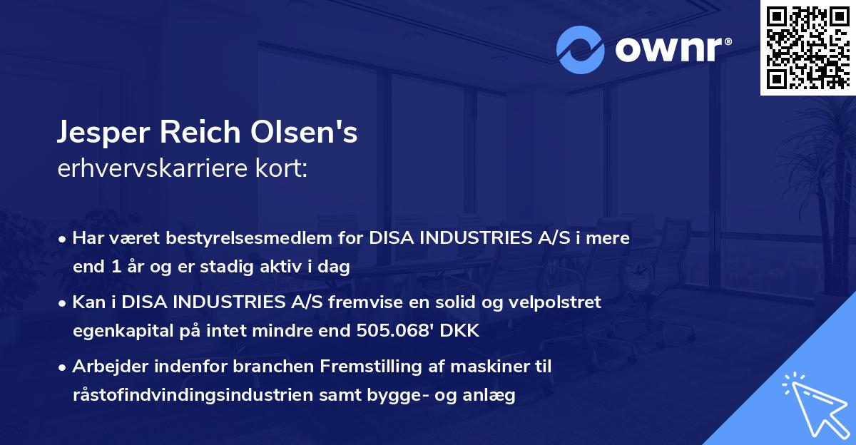 Jesper Reich Olsen's erhvervskarriere kort