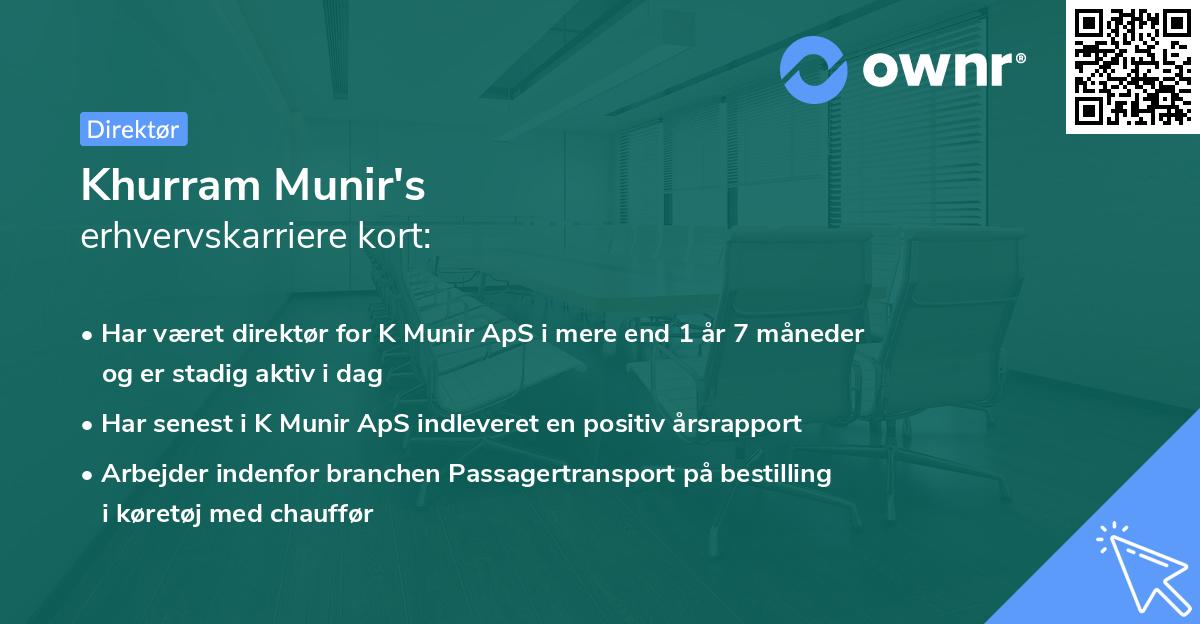 Khurram Munir's erhvervskarriere kort