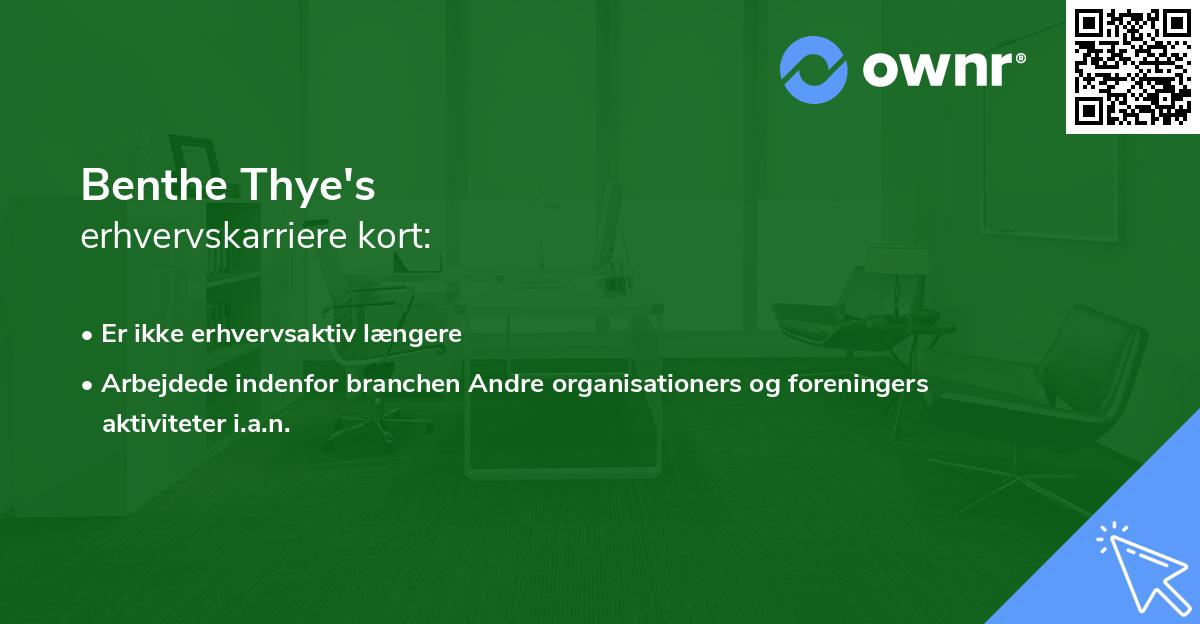 Benthe Thye's erhvervskarriere kort