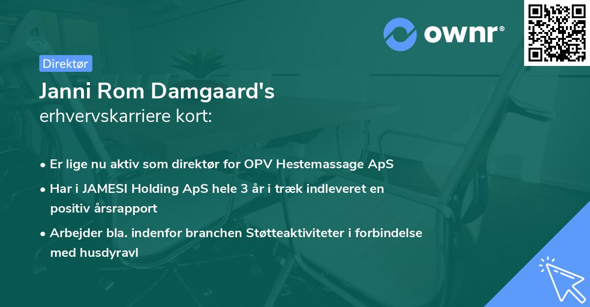 Janni Rom Damgaard's erhvervskarriere kort