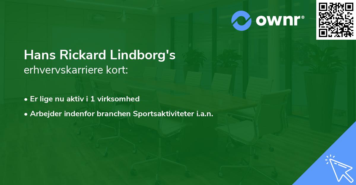 Hans Rickard Lindborg's erhvervskarriere kort
