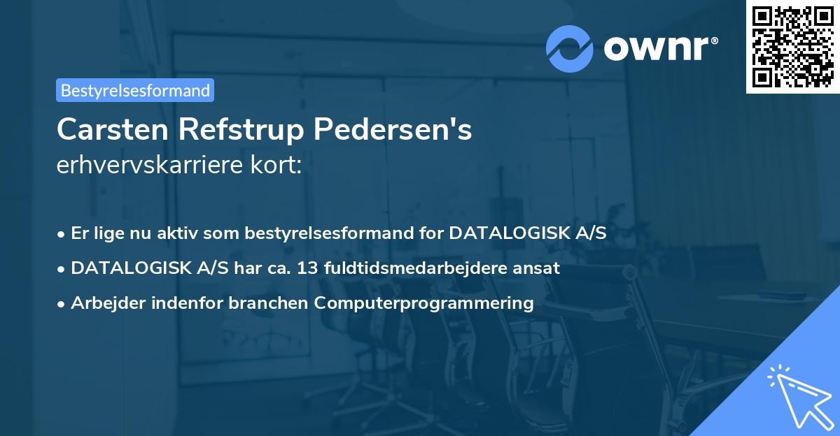 Carsten Refstrup Pedersen's erhvervskarriere kort