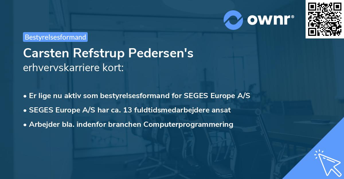 Carsten Refstrup Pedersen's erhvervskarriere kort