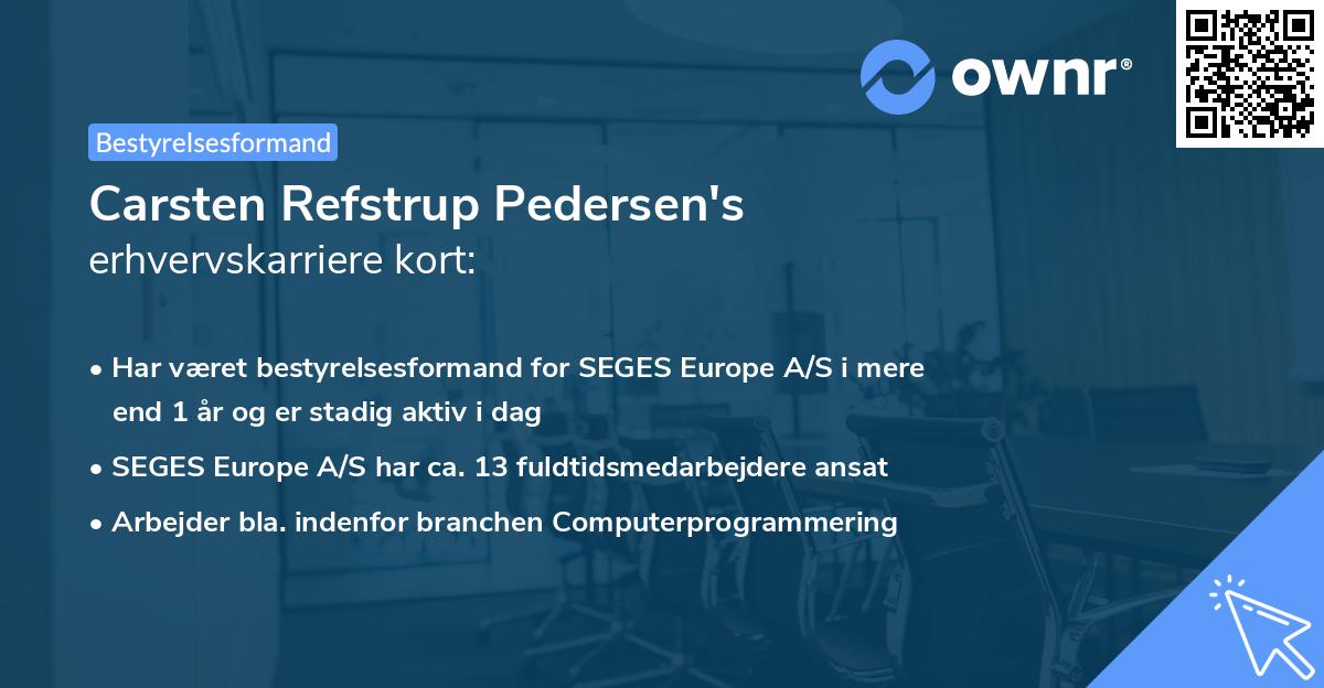 Carsten Refstrup Pedersen's erhvervskarriere kort