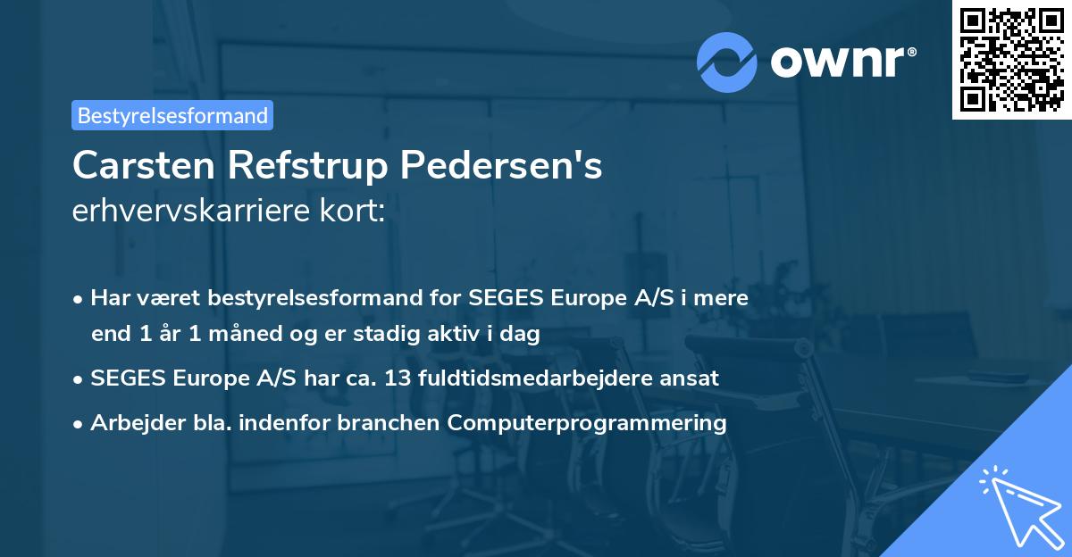 Carsten Refstrup Pedersen's erhvervskarriere kort