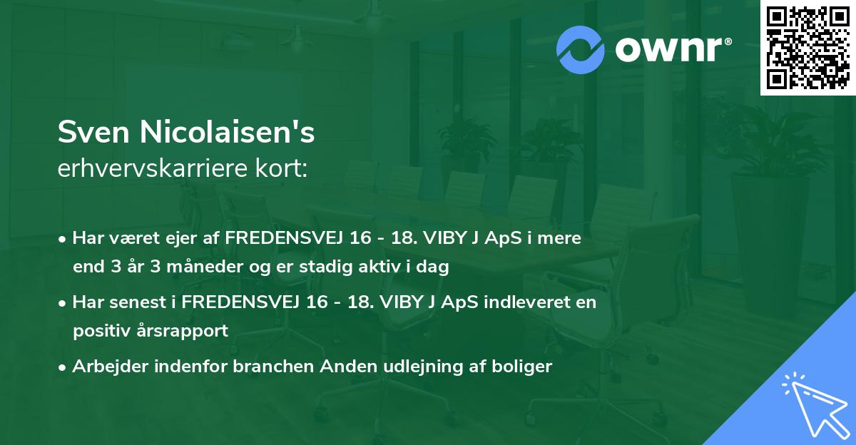Sven Nicolaisen's erhvervskarriere kort