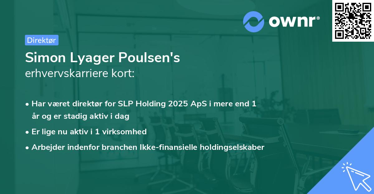 Simon Lyager Poulsen's erhvervskarriere kort