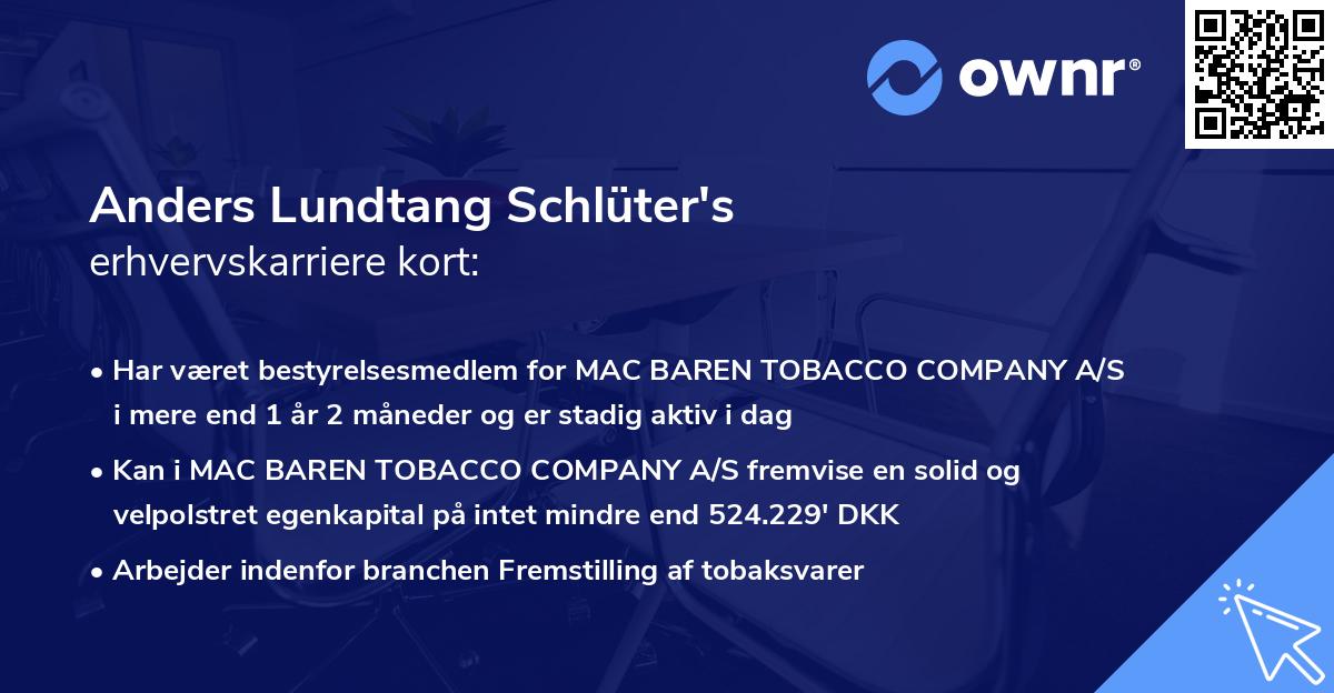 Anders Lundtang Schlüter's erhvervskarriere kort