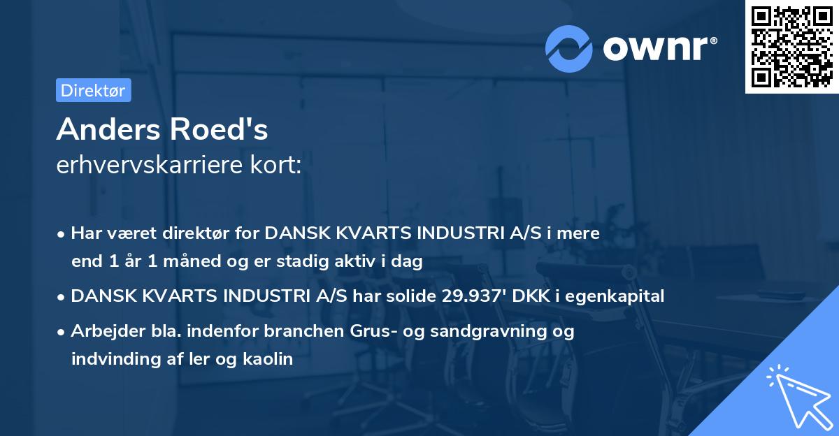 Anders Roed's erhvervskarriere kort