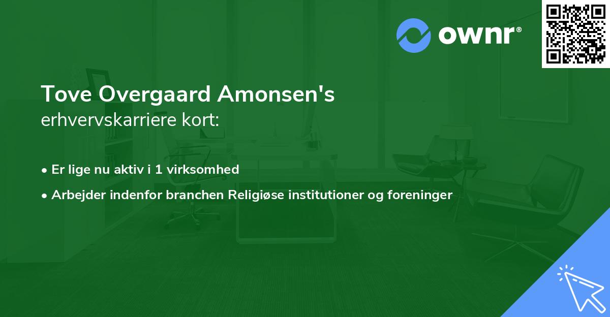 Tove Overgaard Amonsen's erhvervskarriere kort