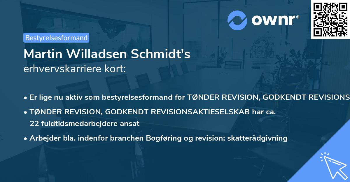 Martin Willadsen Schmidt's erhvervskarriere kort